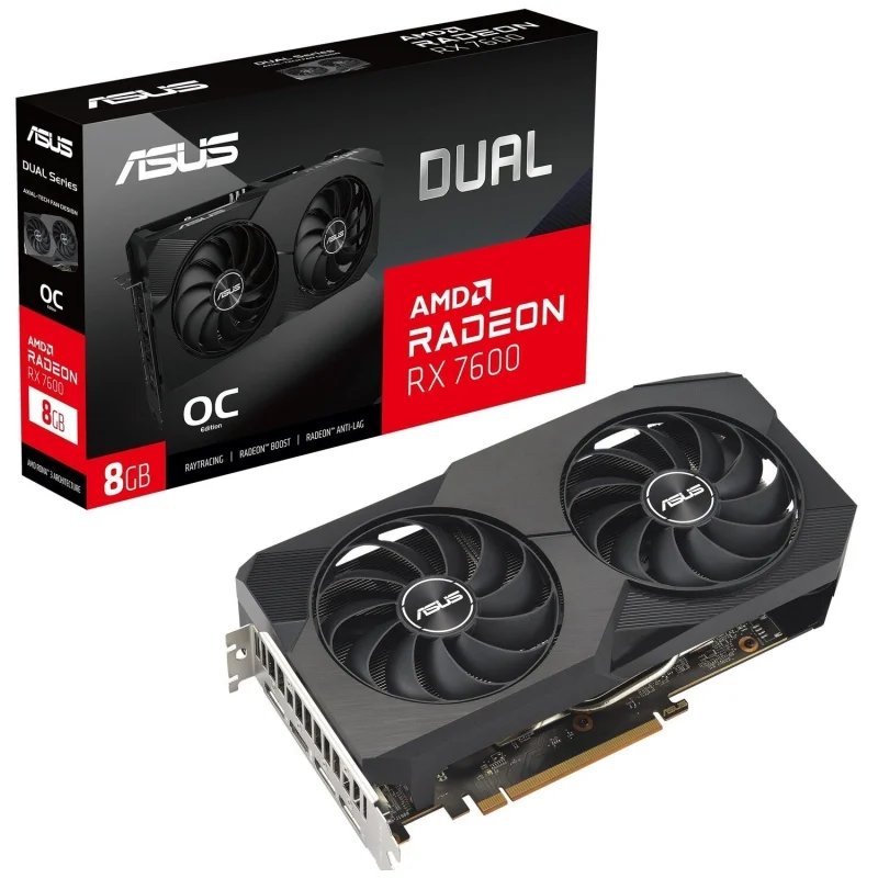Graphics Card ASUS Radeon RX 7600 8GB GDDR6 DUAL OC(90YV0IH2-M0NA00)